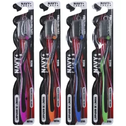 Escova Dental Macia com Cerdas Pretas Kit's 6UN / 48UN com Limpador de Língua – Higiene Completa