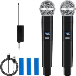 Microfone Sem Fio de Mão Dinâmico Profissional Karaokê Bar Wireless Recarregável