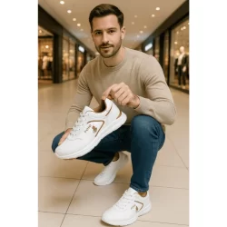 Sapatenis Casual Sola Macia Polo Lançamento 2025 Branco Macio Sneaker Conforto e Estilo