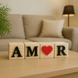 cubo pinus decorativo PALAVRA amor enfeite de mesa presente festa aniversário AMOR personalizado