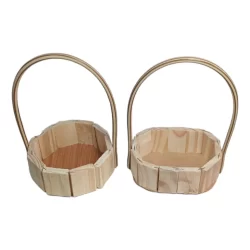 Kit 20 Cestas de madeira Fraldeira Pinus 10 oval 11x15 + 10 Redonda 13 cm Com Alça