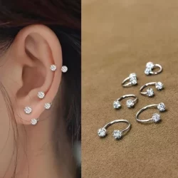 Brincos de aço inoxidável femininos com unhas de osso super brilhantes e exclusivos/8mm
