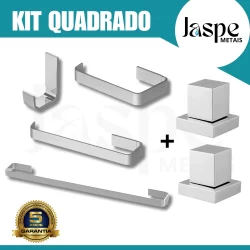 KIT PARA BANHEIRO 6 PEÇAS COM ACABAMENTOS PARA REGISTRO DE CHUVEIRO SUPORTES DE TOALHA E PAPEL HIGIÊNICO