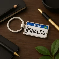 Chaveiro personalizado nome placa inox Mercosul