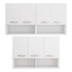 Armários de Cozinha Aéreo 3 e 4 Portas com Nicho Monte sua Cozinha Modular Compacta Móveis Bonatto