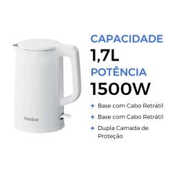 Chaleira Elétrica Gaabor 1,7L | Inox | Cabo Retrátil | 1500W | Filtro