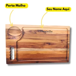 Tabua de Madeira TECA Porta molho Churrasco e Legumes Personalizada