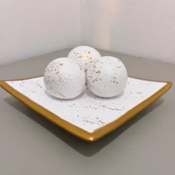 Kit Centro Mesa Prato Decorativo kit 3 Bolas Enfeite Ceramica Enfeite rack sala Vaso