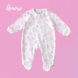 Macacão de bebê Pezinho Amiguinha Hipo - Suedine 100% Algodão