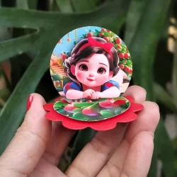 Kit Aplique 3D TAG Lembrancinha Aniversário Festa Infantil para Caixa Acrílica, Latinha Branca de Neve Baby