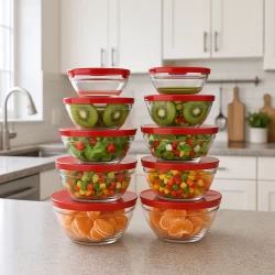 Kit Conjunto De Potes 10 Peças Organizadores De Cozinha Multiuso Resistente tigela com tampa.