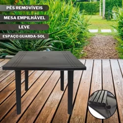 Mesa Desmontável Preta Quadrada Arqplast 90omm x 900mm x 710mm Resistente