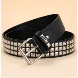 Cinto com Tachas Pretas Cinto de Punk Rock com Rebites com Pirâmide de Metal Brilhante para unissex