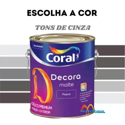 Tinta Parede Fosca Coral Cor Cinza Premium Decora Matte 3,2l Cores Cinzas Escolha o Tom