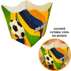 10~60 KIT CACHEPÔ DECORATIVO PAPEL FESTA FLORES DECORAÇÃO TEMA FUTEBOL COPA DO MUNDO BRASIL GOL 66.1