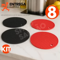 Kit 8 Descanso de Panela de Silicone com 16.5cm Apoio de Panela Protetor de Mesa Escolha seu Kit