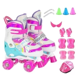 Patins Infantil Roller 4 Rodas Ajustável Leds Nas Rodinhas Lançamento c/ kit Proteção--1683