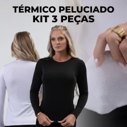 Kit 3 Camisetas térmica peluciada segunda pele feminina