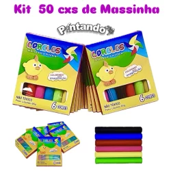 Kit 50 cxs de Massinha de Modelar 6 Cores 65g
