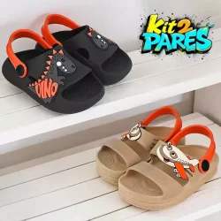 Kit 2 Pares Papete Sandália Infantil Menino Confortável