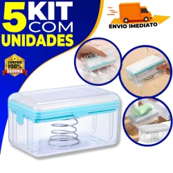 Kit 5 Porta Sabão em Barras Saboneteira com Rolos Para Esfregar e Lavar Dispenser Multifuncional