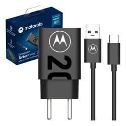 Carregador modelo original  turbo power Motorola 20w Cabo Tipo c Fonte de tomada
