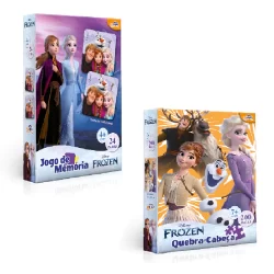 Kit Disney Frozen Jogo da Memória & Quebra Cabeça 200 Peça - 8033/8030