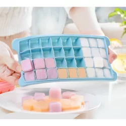 Kit 3 Formas Gelo Silicone Flexível 36 Cubos com Tampa Empilhável