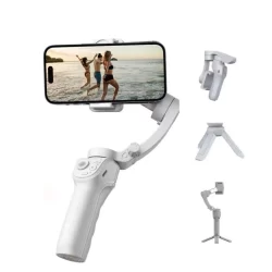 Estabilizador de Celular Portátil Gimbal Rastreamento Facial IA e Tripé Dobrável, Profissional para Vídeos 3 Eixos