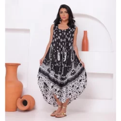 Vestido trapézio indiano estampado
