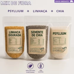 Kit Mix de Sementes Chia + Linhaça + Psyllium Fibras Low Carb Total 750g