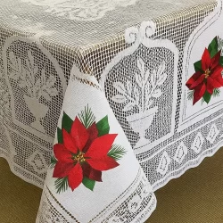 Toalha de Mesa Renda Grossa com Estampa para 4, 6 e 8 Lugares