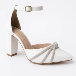 Sandália Feminina Scarpin Bico Fino Strass Para Noiva Confortável