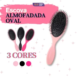 Escova Raquete Almofadada para Cabelos Oval