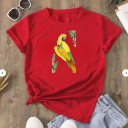 T-shirt Blusa Feminina Camiseta 100% Algodão Estampa Arara Amarela