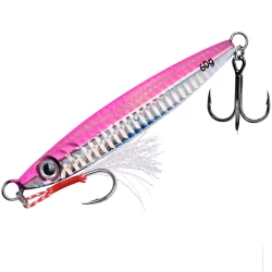 Isca Artificial Jig Rosa Resistente 60g Ideal Para Anchovas Pampos Xaréu Dourado Entre Outros - ( Com Anzol e Garatéia )
