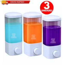 Jogo 3 Dispenser De Parede Porta Shampoo Condicionador Sabonete Detergente Com Ventosa E Parafusos