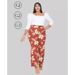 Calça Pantalona Duna Plus Size com Cintura Alta Feminina
