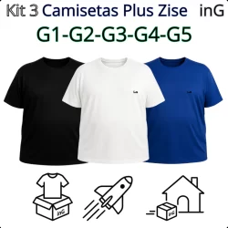 KIT 3 Camisas Masculina inG Brasil 100% Tecnofibra - camiseta masculina Plus Zise - G1,G2,G3,G4 e G5