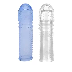 Capa Peniana –Extender 16cm – Flexível, Reutilizável e Texturizada | Azul ou Transparente | Estímulo