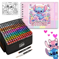 Kit Livro De Colorir LIL. STI. Estilo Urso Bob 50 Folhas 180g Canetinhas 24/36/48/60/80/120