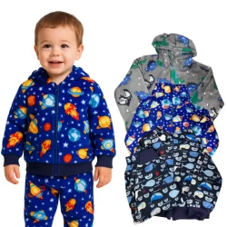 Conjunto Pijama C/Zíper Fleece Infantil 1/2/3 Blusa Calça Inverno Menino Quentinho soft/plush  SORTI