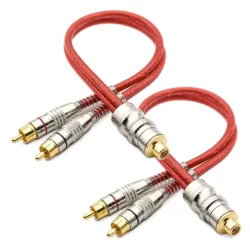2 Cabos Y Rca 1 Femea 2 Machos Blindado Vermelho Techone Top