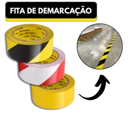 Fita Adesiva Zebrada Para Isolamento Piso Demarcação Impermeável Amarela Sinalização Escada Solo Super Forte