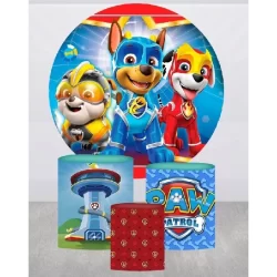 Trio Capas de Cilindros + Painel Veste Fácil Patrulha dos Cães – Decoração Tema Festa | Aniversários