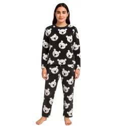 Conjunto Pijama Soft Blusa e Calça Tedy Manga Longa Inverno