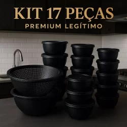 Kit 17 Potes Bowl Plástico com Tampa + Lava Tudo Multiuso Organização Cozinha