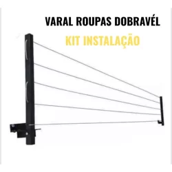 Varal De Parede Retrátil Em Aço Dobrável, Articulado, Cabo De Aço Encapado 60 Kg - Envio Rápido