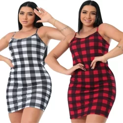 Vestido Feminino Curto Festa Junina Xadrez M ao GG