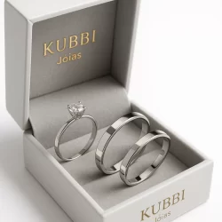 Conjunto Alianças de Prata + Anel Solitário 💍 Minimalista, Elegante e Durável | Presente Perfeito ✨ Envio Imediato 🚚
